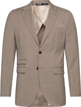 Slhslim-Myloelton Wool Blz Noos Suits & Blazers Blazers Single Breasted Blazers Beige Selected Homme