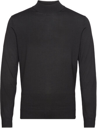 Slhtown Merino Coolmax Knit Mock B Noos Tops Knitwear Turtlenecks Black Selected Homme