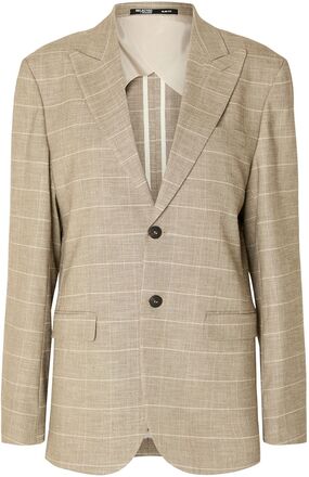 Slhslim-Oasis Sand Check Blz Suits & Blazers Blazers Single Breasted Blazers Beige Selected Homme