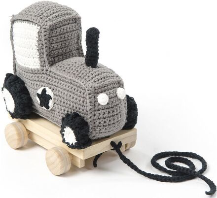 Pull Along Tractor, Grey Toys Baby Toys Pull Along Toys Grå Smallstuff*Betinget Tilbud