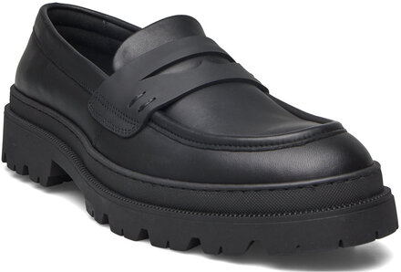 Kyoto Leather Shoe Loafers Flade Sko Black Sneaky Steve
