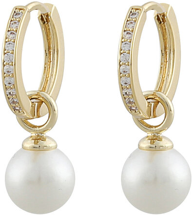 Core Pearl Ring Ear Accessories Jewellery Earrings Hoops Gold SNÖ Of Sweden