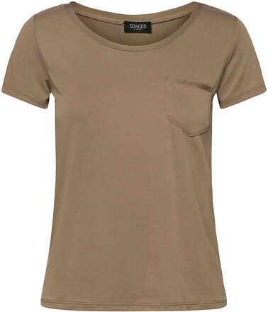 Slcolumbine Tee T-shirts & Tops Short-sleeved Brun Soaked In Luxury*Betinget Tilbud