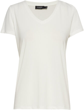 Slcolumbine V-Neck Ss Tops T-shirts & Tops Short-sleeved White Soaked In Luxury