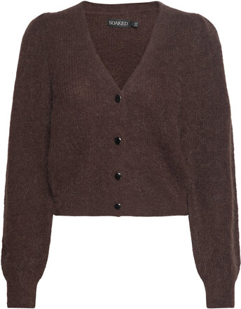 Sltuesday Puf Cardigan Ls Tops Knitwear Cardigans Brown Soaked In Luxury