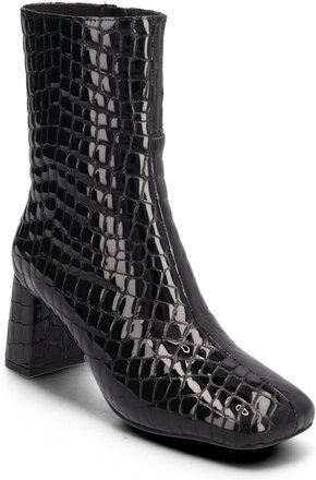 Boot Croco Shoes Boots Ankle Boots Ankle Boots With Heel Black Sofie Schnoor