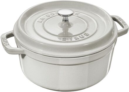 La Cocotte - Round Cast Iron Home Kitchen Pots & Pans Casserole Dishes White STAUB