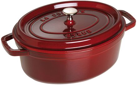 La Cocotte - Oval Cast Iron, 3 Layer Enamel Home Kitchen Pots & Pans Casserole Dishes Red STAUB