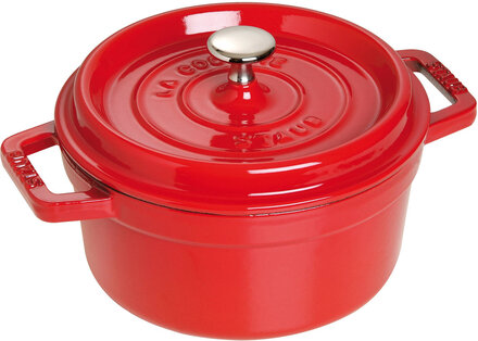 La Cocotte - Round Cast Iron Home Kitchen Pots & Pans Casserole Dishes Red STAUB