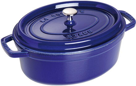 La Cocotte - Oval Cast Iron, 3 Layer Enamel Home Kitchen Pots & Pans Casserole Dishes Blue STAUB