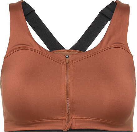 Front Zip Sports Bra Lingerie Bras & Tops Sports Bras - ALL Brun Stay In Place*Betinget Tilbud