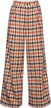 Checked Wide Pants Designers Trousers Wide Leg Orange Stella Nova