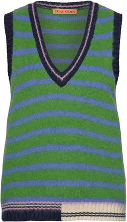 Roberta, 1946 Alpaca Stripes Knit Designers Knitted Vests Green STINE GOYA