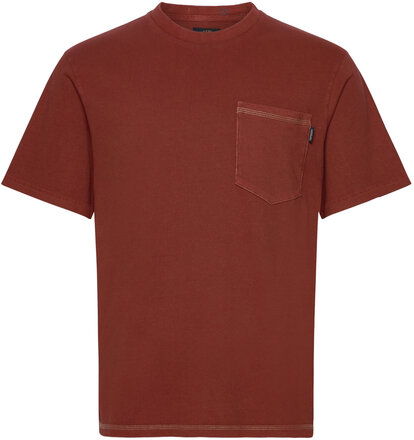 Contrast Stitch Pocket Tshirt Tops T-shirts Short-sleeved Burgundy Superdry