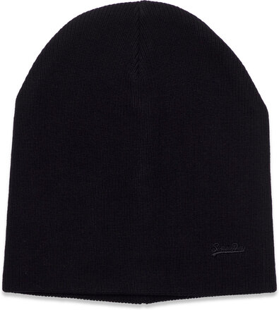 Knitted Logo Beanie Hat Accessories Headwear Beanies Black Superdry