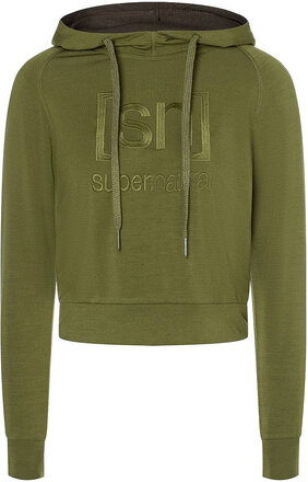 W Liquid Flow Logo Hoodie Tops Sweatshirts & Hoodies Hoodies Green Super.natural