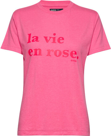 Svea Printed Love Tee T-shirts & Tops Short-sleeved Rosa Svea*Betinget Tilbud