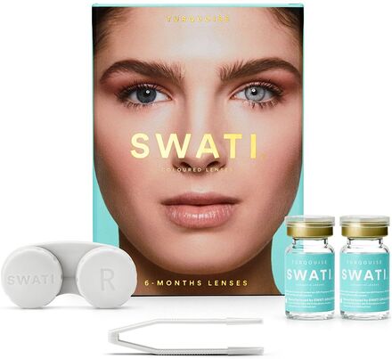 Turquoise - 6 Months Beauty Women Makeup Eyes Coloured Lenses Nude SWATI Cosmetics