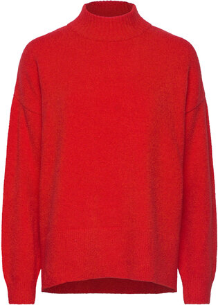 Barlt Boucle Knit Sweater Tops Knitwear Jumpers Red Tamaris Apparel