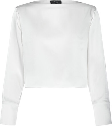 Cl Boatnk Vol Sh.bas Designers Blouses Long-sleeved White Theory