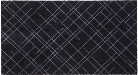 Floormat Polyamide, 120X67 Cm, Leaves Design Home Textiles Rugs & Carpets Door Mats Svart Tica Copenhagen*Betinget Tilbud