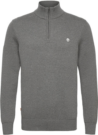 Williams River Cotton Yd 1/4 Zip Sweater Dark Grey Heather Designers Knitwear Half Zip Jumpers Grey Timberland