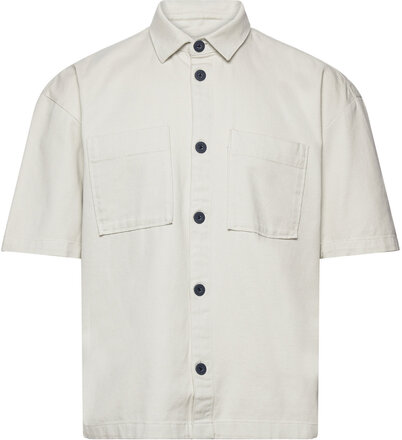 Boxy Twill Shirt Tops Shirts Short-sleeved White Tom Tailor