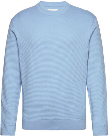 Structured Basic Knit Tops Knitwear Round Necks Blue Tom Tailor