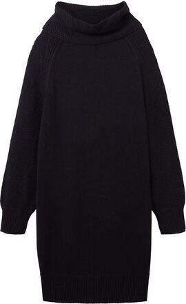 Dress Knitted Structure Mix Knælang Kjole Black Tom Tailor