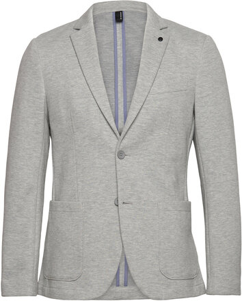 Piqué Blazer Suits & Blazers Blazers Single Breasted Blazers Grey Tom Tailor