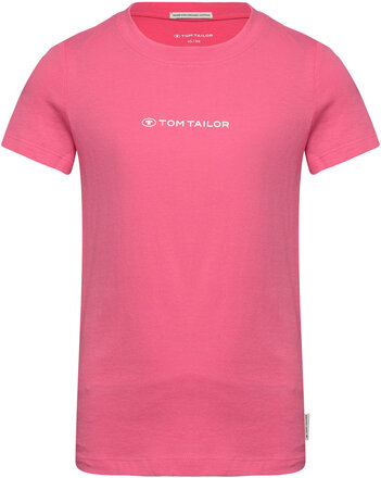 Printed Logo T-Shirt Tops T-Kortærmet Skjorte Pink Tom Tailor