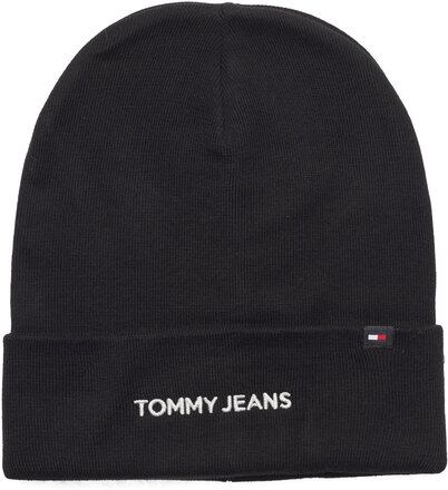 Tjm Linear Logo Beanie Accessories Headwear Beanies Black Tommy Hilfiger