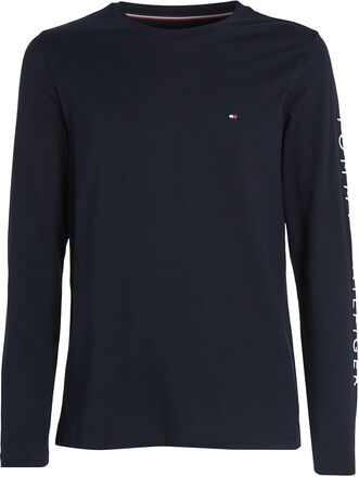 Tommy Logo Long Sleeve Tee Tops T-shirts Long-sleeved Navy Tommy Hilfiger