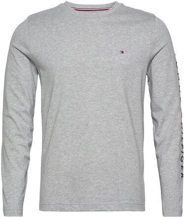 Tommy Logo Long Sleeve Tee Tops T-shirts Long-sleeved Grey Tommy Hilfiger