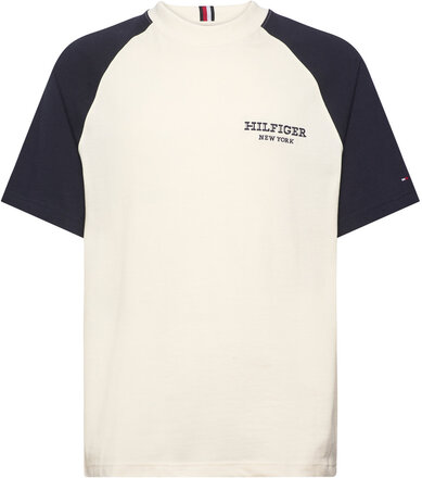 Monotype Raglan Colorblock Tee T-shirts Short-sleeved Creme Tommy Hilfiger*Betinget Tilbud