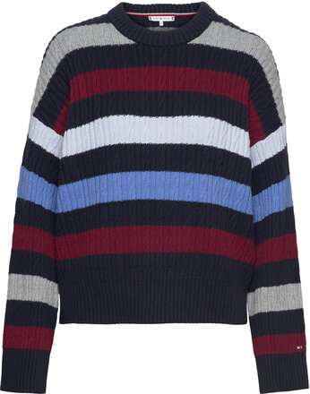Cable Rwb Stripe C-Nk Sweater Tops Knitwear Jumpers Multi/patterned Tommy Hilfiger