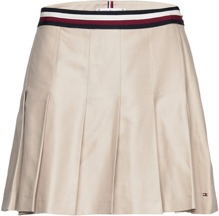 Global Stp Pleated Short Skirt Kort Nederdel Beige Tommy Hilfiger