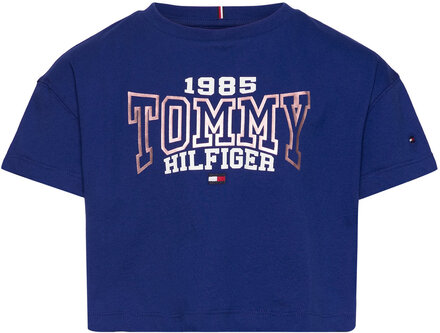 Tommy 1985 Varsity Tee S/S Tops T-Kortærmet Skjorte Blue Tommy Hilfiger