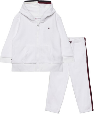 Baby Global Stripe Hooded Set Sets Sweatsuits White Tommy Hilfiger