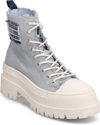 Tjw Foxing Denim Boot Høye Sneakers Blå Tommy Hilfiger*Betinget Tilbud