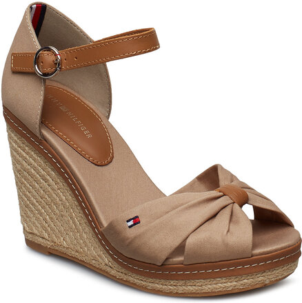 Iconic Elena Sandal Sandal Med Hæl Espadrilles Beige Tommy Hilfiger*Betinget Tilbud