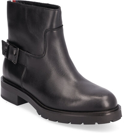 Th Monochromatic Bikerboot Shoes Boots Ankle Boots Ankle Boot - Flat Svart Tommy Hilfiger*Betinget Tilbud