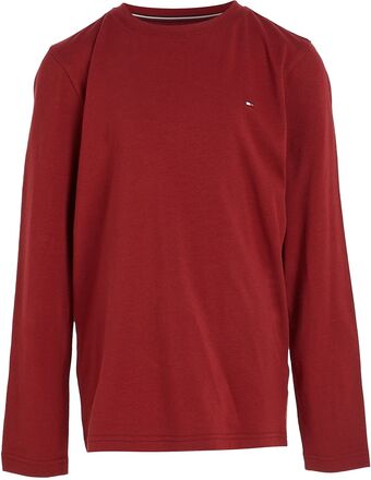 Ls Pijama With Woven Pants Tops T-shirts Long-sleeved T-shirts Red Tommy Hilfiger