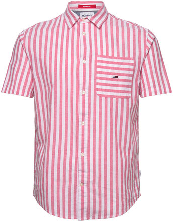 Tjm Rlx Ss Stripe Linen Shirt Shirts Linen Shirts Multi/mønstret Tommy Jeans*Betinget Tilbud