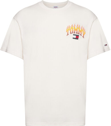 Tjm Rlx Vintage Flame Tee T-shirts Short-sleeved Hvit Tommy Jeans*Betinget Tilbud
