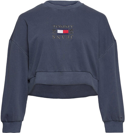 Tjw Crv Crop Timeless Box Crew Tops Sweat-shirts & Hoodies Sweat-shirts Blue Tommy Jeans