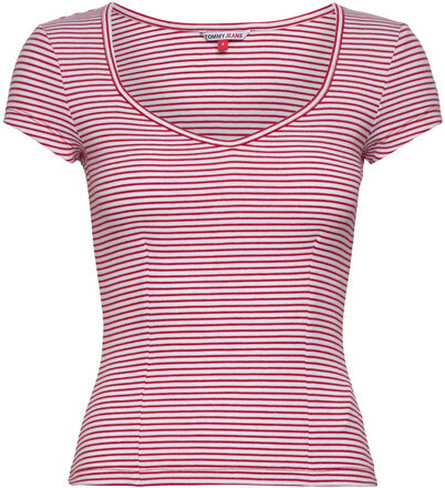 Tjw Bby Stripe Ss Top Tops T-shirts & Tops Short-sleeved Red Tommy Jeans