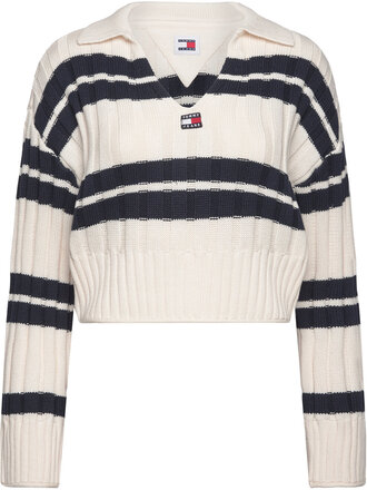 Tjw Bxy Crp Stripe Sweater Ext Tops Knitwear Jumpers Cream Tommy Jeans