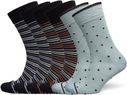 Socks 6-P, Bamboo, Multi Stripes Underwear Socks Regular Socks Blue TOPECO