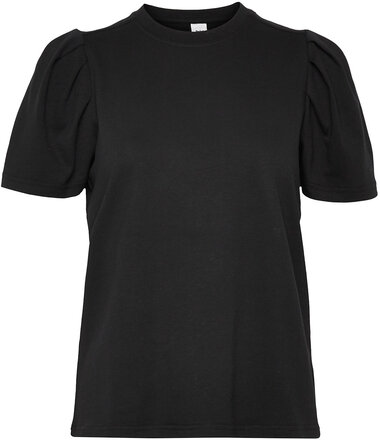Isa Puff Sleeve Tee Tops T-shirts & Tops Short-sleeved Black Twist & Tango